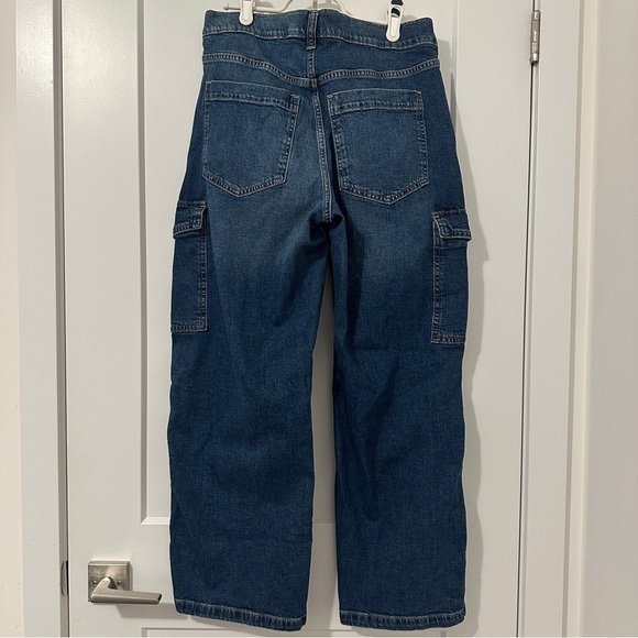 Gap ‘90’s Loose Fit Cargo Mid Rise Blue Denim Jeans Waist 30 Petite Women’s - Picture 8 of 13